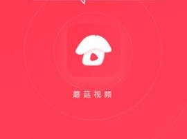 蘑菇视频红色 logo 着色，高品质视频播放器，精彩内容一触即发