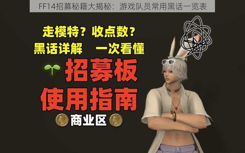 FF14招募秘籍大揭秘：游戏队员常用黑话一览表