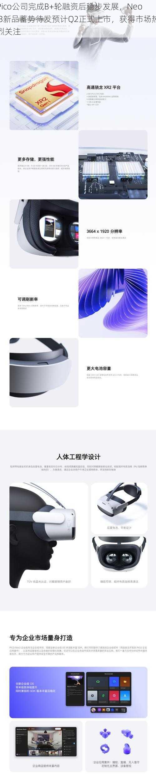 Pico公司完成B+轮融资后稳步发展，Neo 3新品蓄势待发预计Q2正式上市，获得市场热烈关注